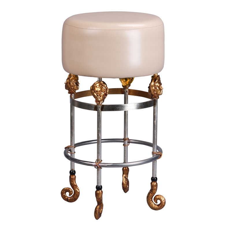 Tarver Bar Stool, Cream, Counter Stool (24" Seat Height), Silver