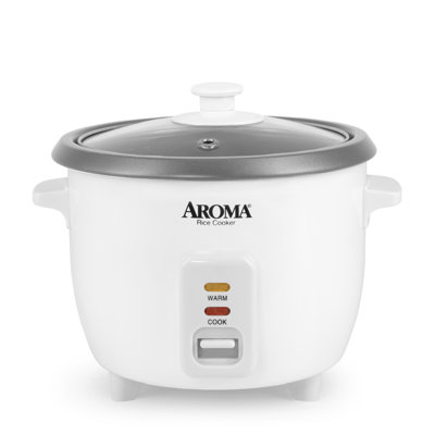 Cuiseur à riz Aroma®, 3 tasses (non cuit) / 6 tasses (cuit), petit cuiseur à riz, cuiseur à avoine, machine à soupe, maintien automatique au chaud, 1,5 pte, blanc, Arc-363ng
