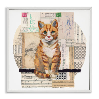 «Orange Cat Collage», art de la giclée encadrée par Nancy Overton