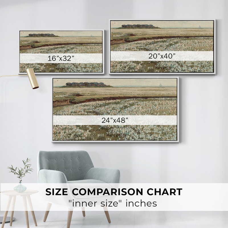 Paysage, série DC DCXIX, toile tendue avec châssis, prête à être accrochée, H 21 po x l 41 po, Blanc