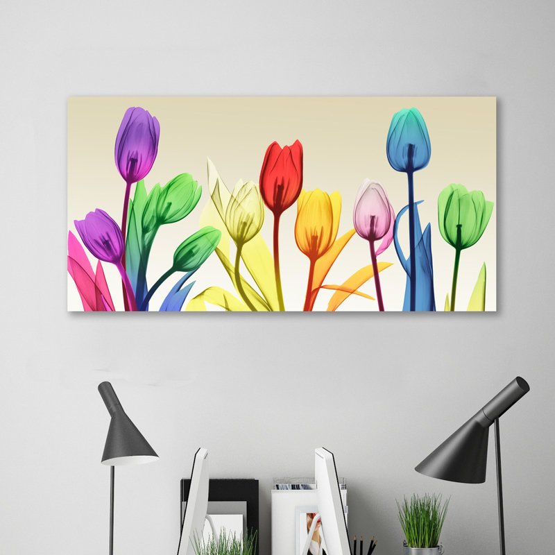 Floral Rainbow Splurge - Wrapped Canvas Print, 30 cm H x 61 cm W