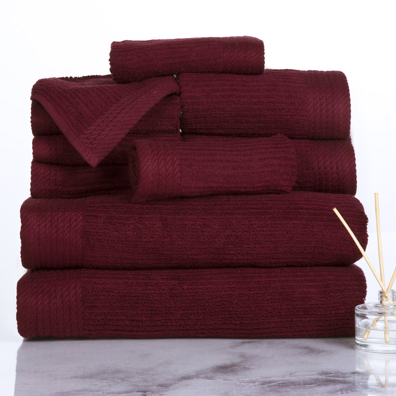 Ensemble de serviettes de bain 10 pièces Airyonna - Luxueux ensemble de serviettes de salle de bain 100% coton, Bourgogne