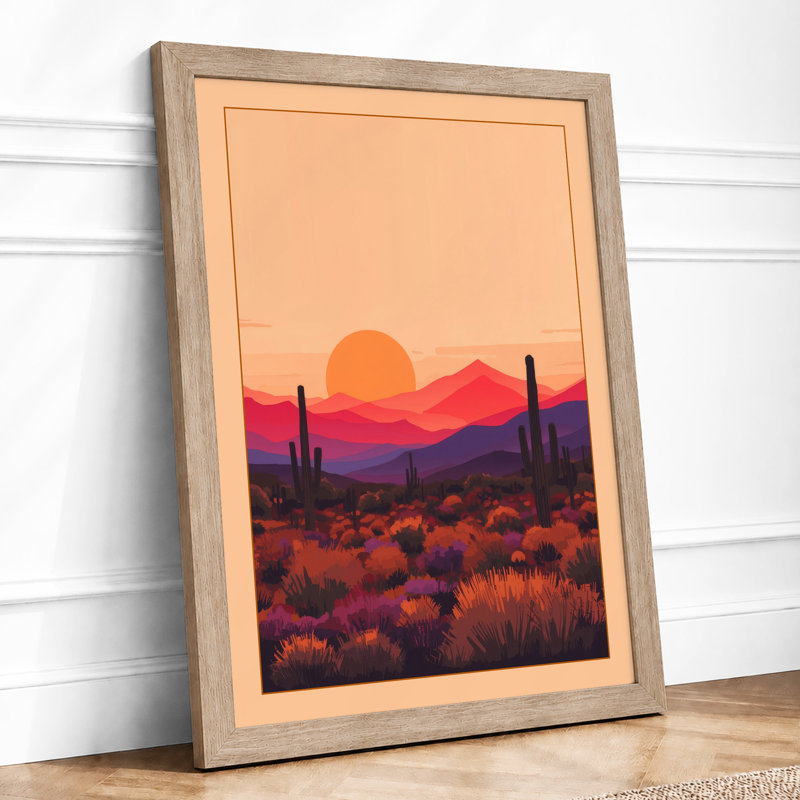 Desert at Dusk Modern - Framed Print, A1 - 84.1 x 59.4 cm, Oak