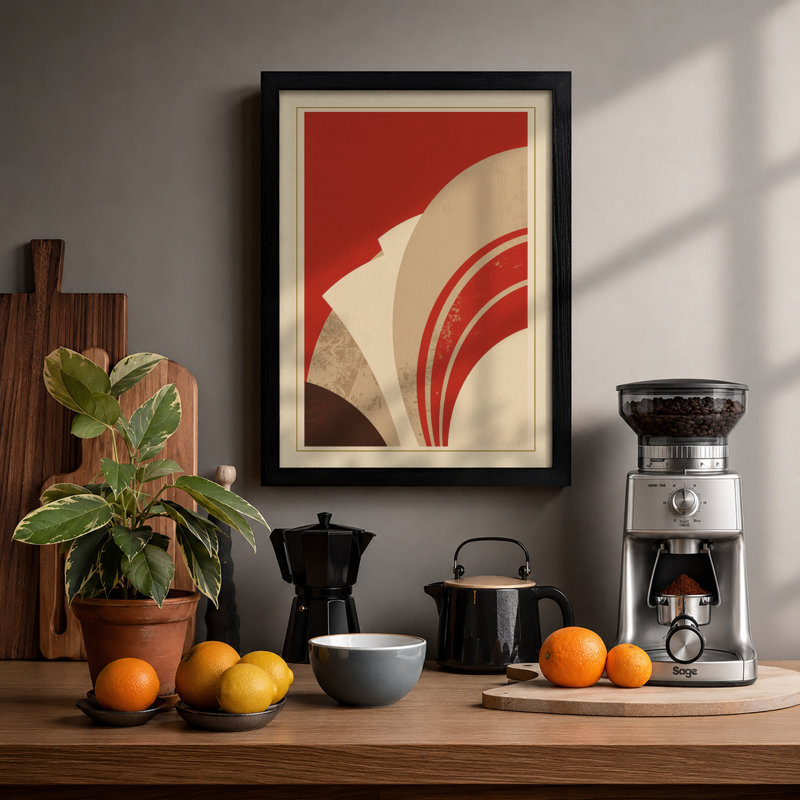 Radiating Forms Art Deco - Print, Black, A4 - 29.7 x 21.0 cm