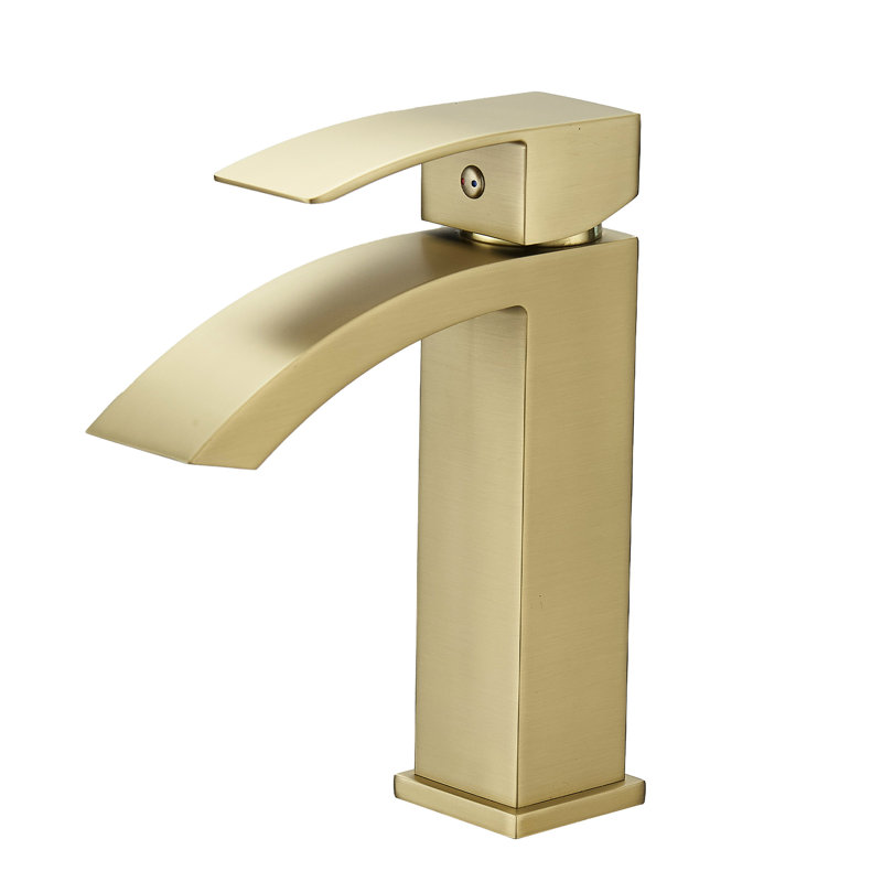 Brushed Gold Bathroom Valve - Cartridge Type, Contemporary Sink Aluminium Alloy Plumbing Faucet Control,