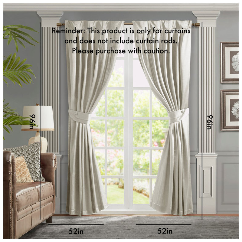 Picazo Single Curtain Panel, 52" W x 96" L, White