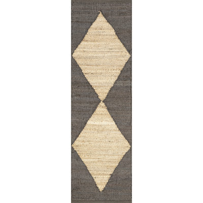 Lowman Geometric Hand Hooked Jute/Cotton Beige/Brown Area Rug