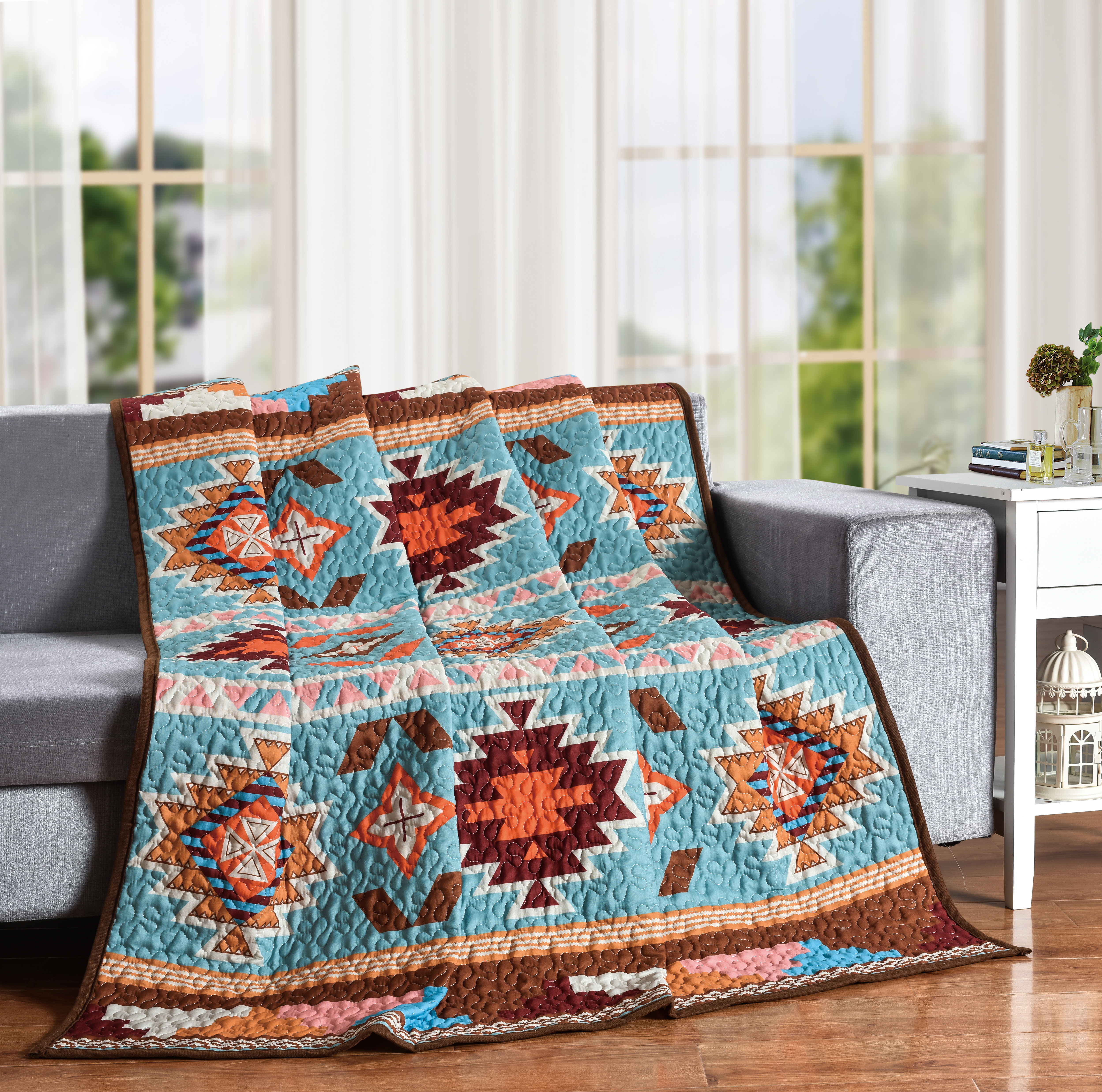 Foundry Select Delafield Santa Fe Sun Southwestern Boho Beauty 60 x 50  Decorative Throw Quilt Blanket u0026 Reviews | Wayfair