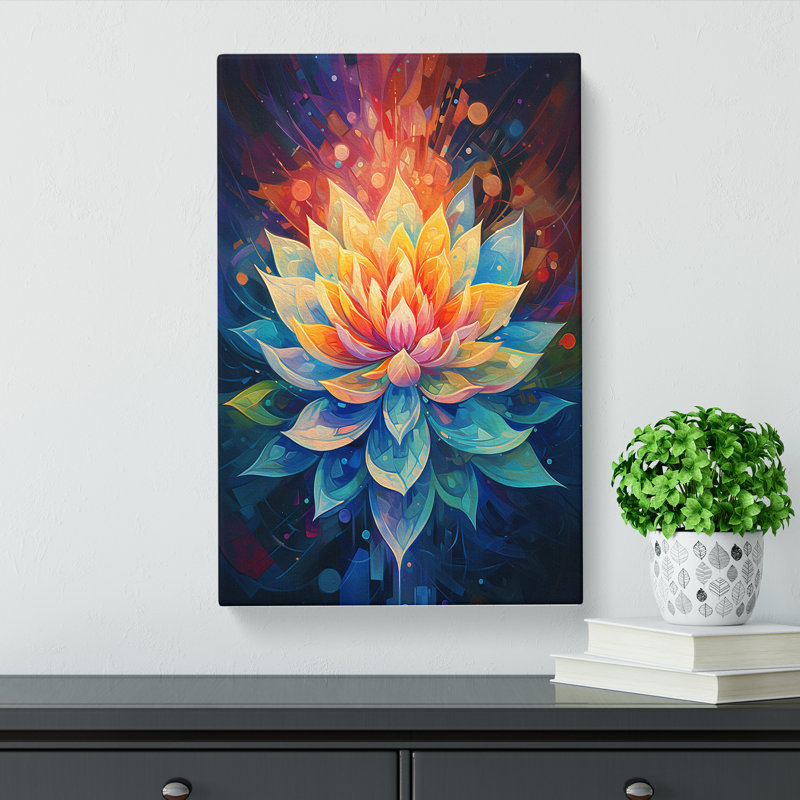 Lotus Flower Orphism Art - Wrapped Canvas, 76cm H x 50cm W x 3cm D