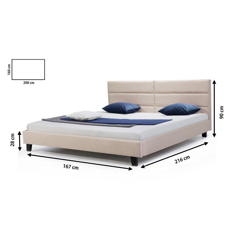 Upholstered Bed, Beige, Super King
