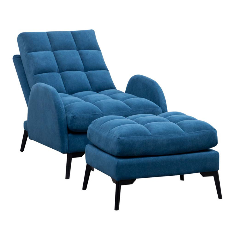 Affric 60cm Wide Velvet Wing Chair Recliner, Blue