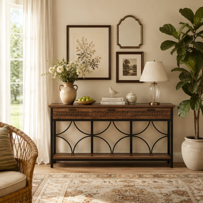 Table d'appoint 70,9 po, longue table d'appoint avec tiroirs de rangement