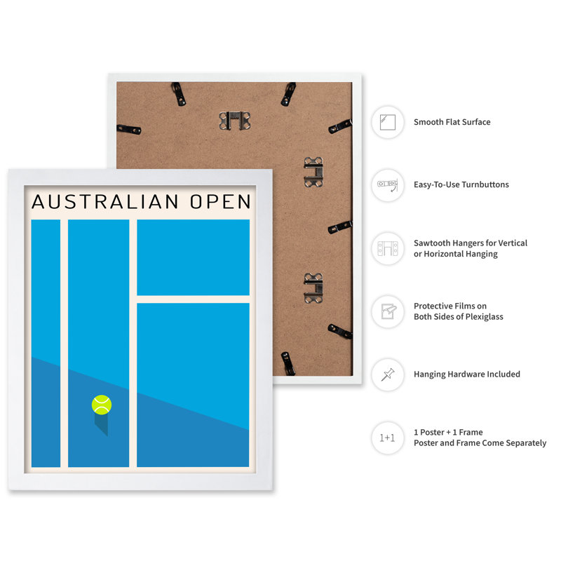 Tennis Open d'Australie, Poster, White Framed, 16"H x 20"W