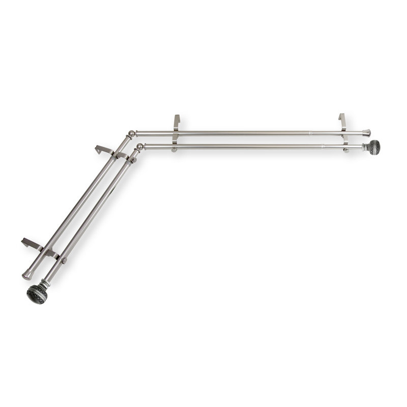Tringle à rideaux d'angle pour fenêtre double, L 28 po x l 48 po, Nickel satiné