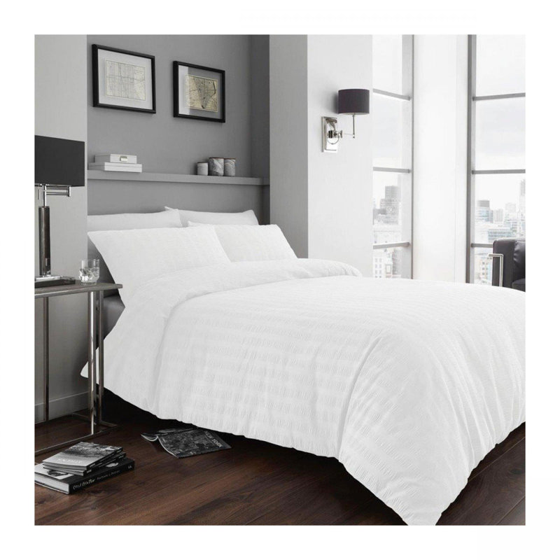 Hellin Satin Striped Duvet Cover Set with Pillowcases Included, Double Duvet Cover + 2 Standard Pillowcases, Charcoal