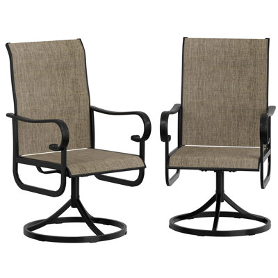 Outdoor Swivel Patio Chair with High Back All-Weather Breathable Textilene Cushioned Seat Sturdy Metal Frame Rocking Dining Chair for Garden