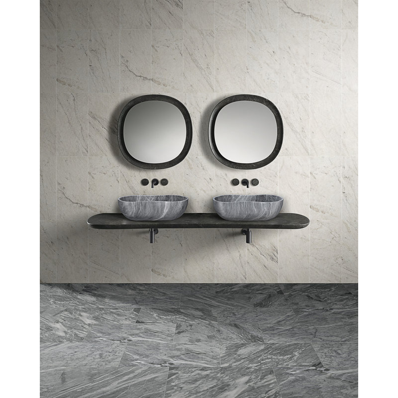 Carrara Gray Natural Marble Bathroom Vessel Sink, Gray