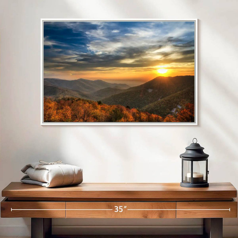 Shenandoah Sundown, 25 po x 17 po, Cadre flottant blanc