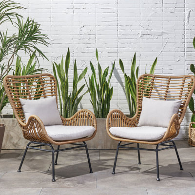 Modern Chair With Padding And Strong Metal Support - Beige/Brown Contemporary Long-Lasting Weave Water- Beige & Brown