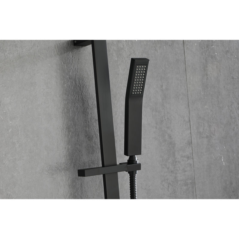 28-Inch Slide Bar Handheld Shower With Hose And Matte Black Finish Head Stainless Steel Appearance
