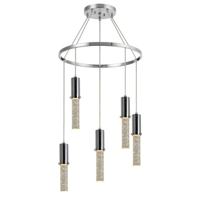 Luminaire suspendu cylindre grappe 5 lumières Paonia