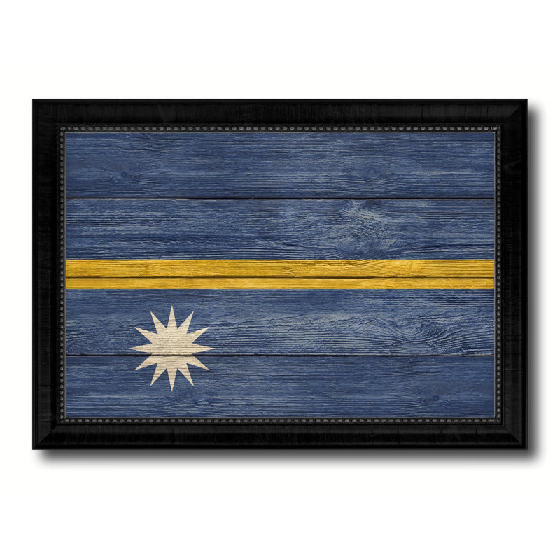 Drapeau campagnarde nauru-impression encadrée sur toile encadrée, H 21 po x l 30 po x P 1 po, Encadrement noir