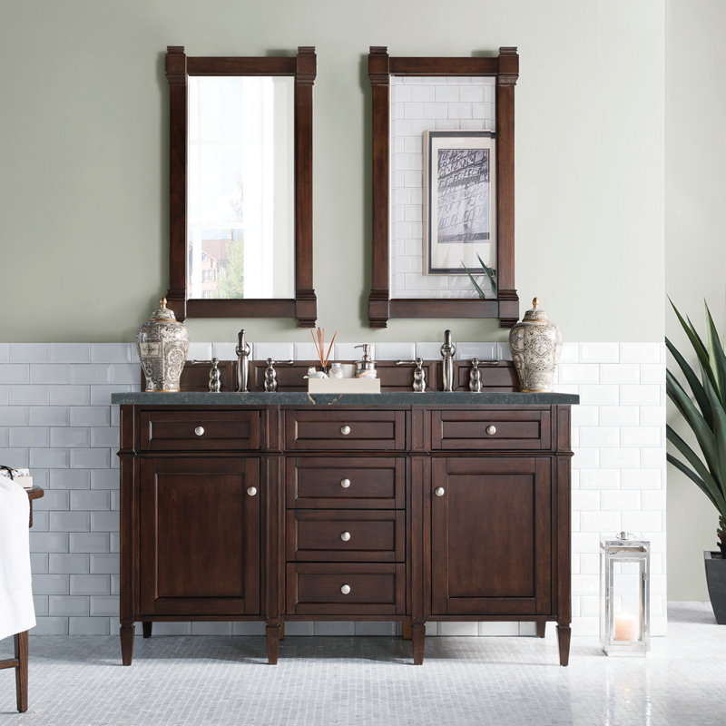 Brittany 60'' W Double Vanity, 8" Widespread, Pecan, Siberian