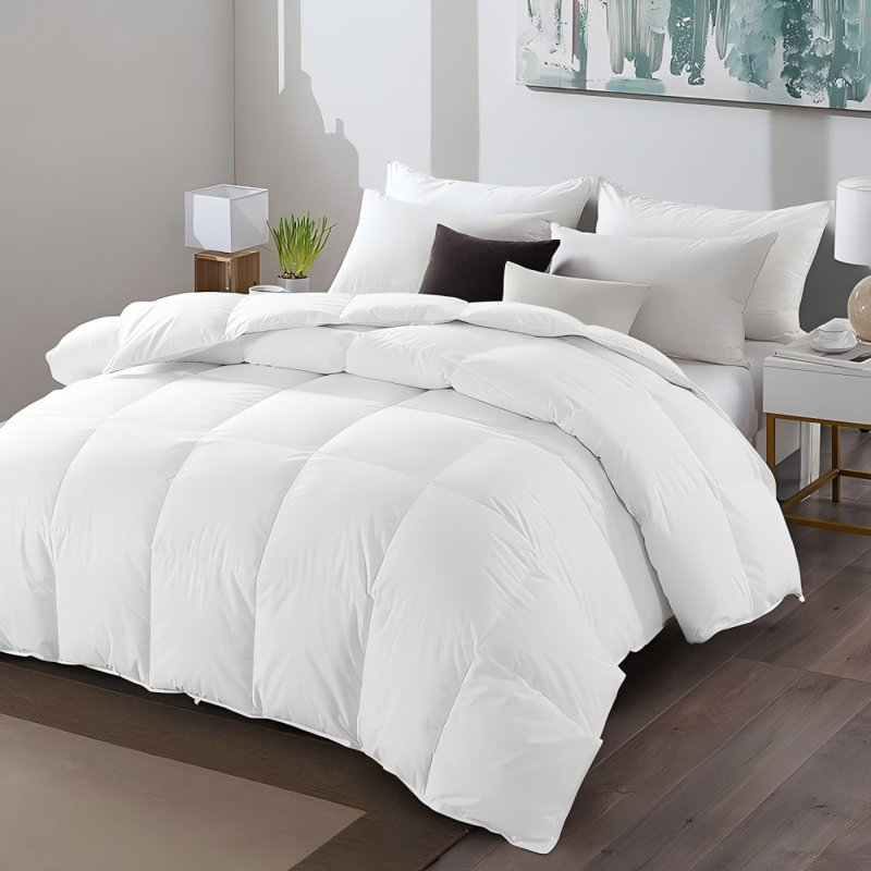 50% Goose Feather Comforter ,Hotel Luxury Hypoallergenic Bedding Comforter All Season Medium Warmth, White, Twin Quilt