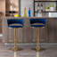Ensemble de 2 tabourets de bar avec repose-pieds chromé et base pivotante réglable en velours-1235971634