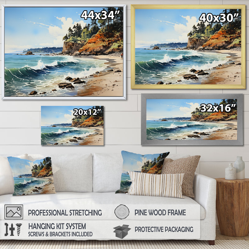 Giants côtiers de Rocky Beach, Cadre flottant noir, H 12 po x l 20 po x P 1 po