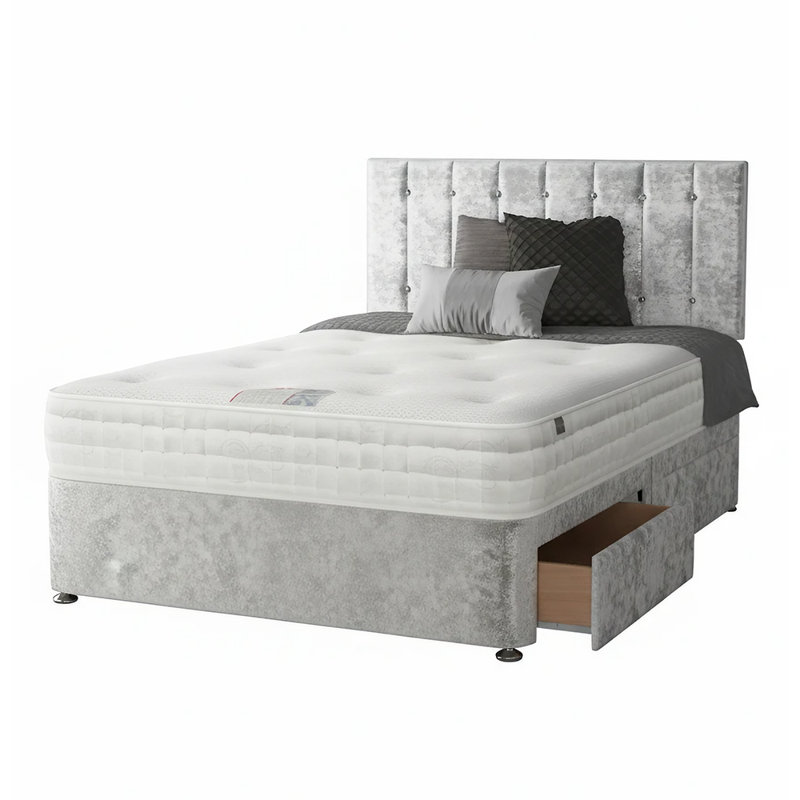 Fain Divan Bed Base, Silver, Super King (6'), 4 Drawers