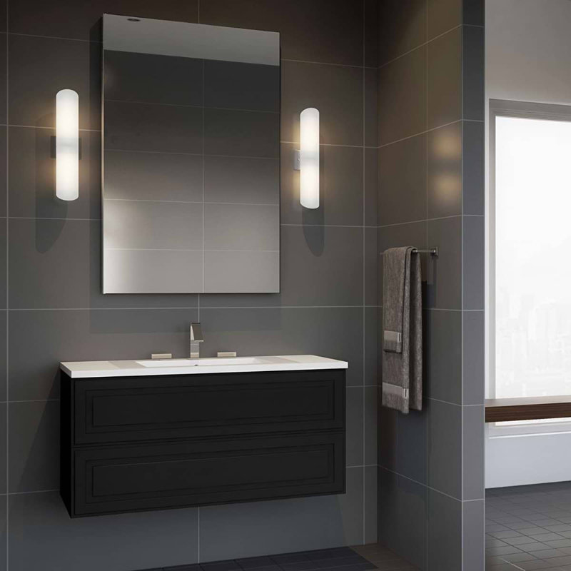 Alma 36.25" Wall Mounted Single Bathroom Vanity with Top, Nero Black