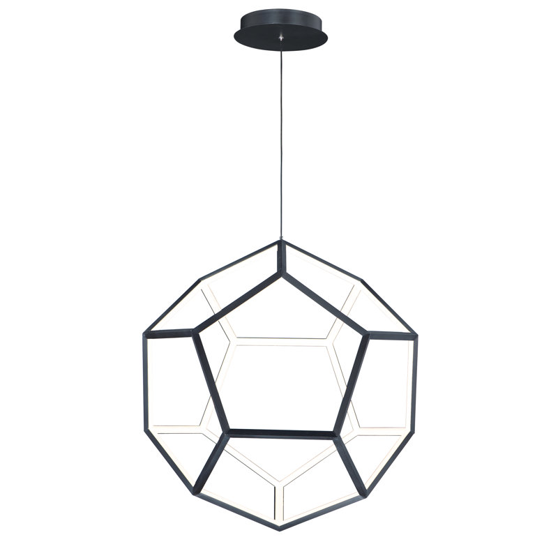 Liao 1 - Light Black LED Single Pendant, 28" H x 28" W x 28" D