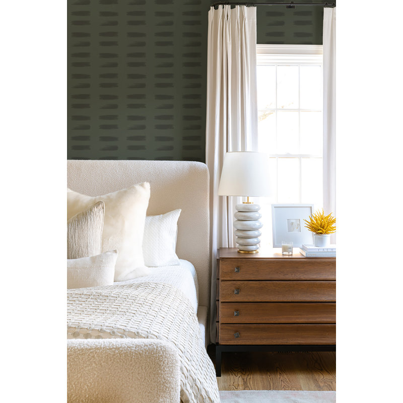 Dashed Wallpaper, Olive, Non-Pasted, Paper