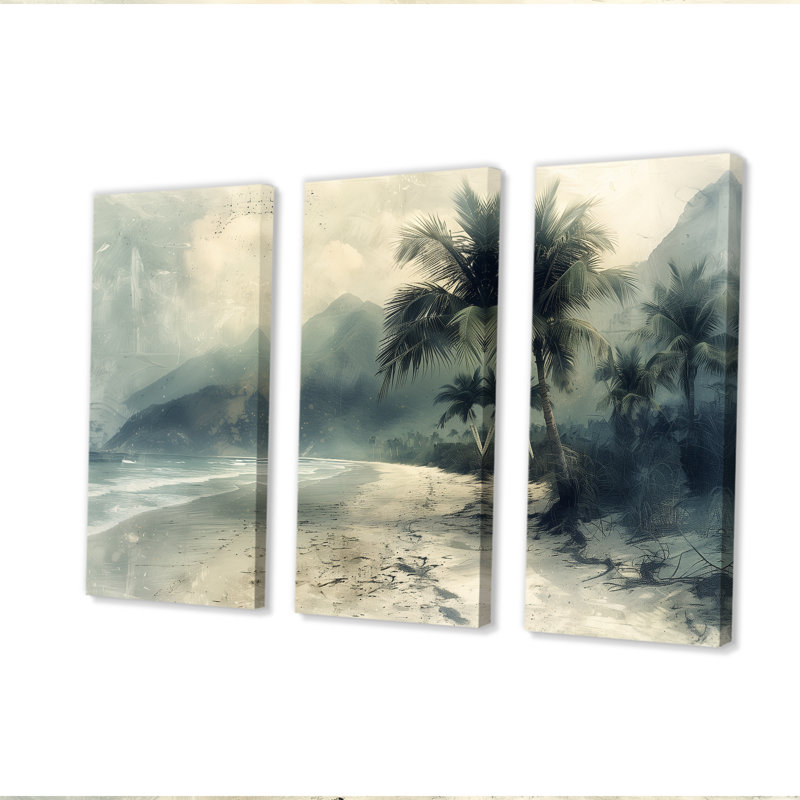 Ensemble d'art mural Sarver - palmiers et palmiers, Toile tendue, H 28 po x l 36 po x P 1 po