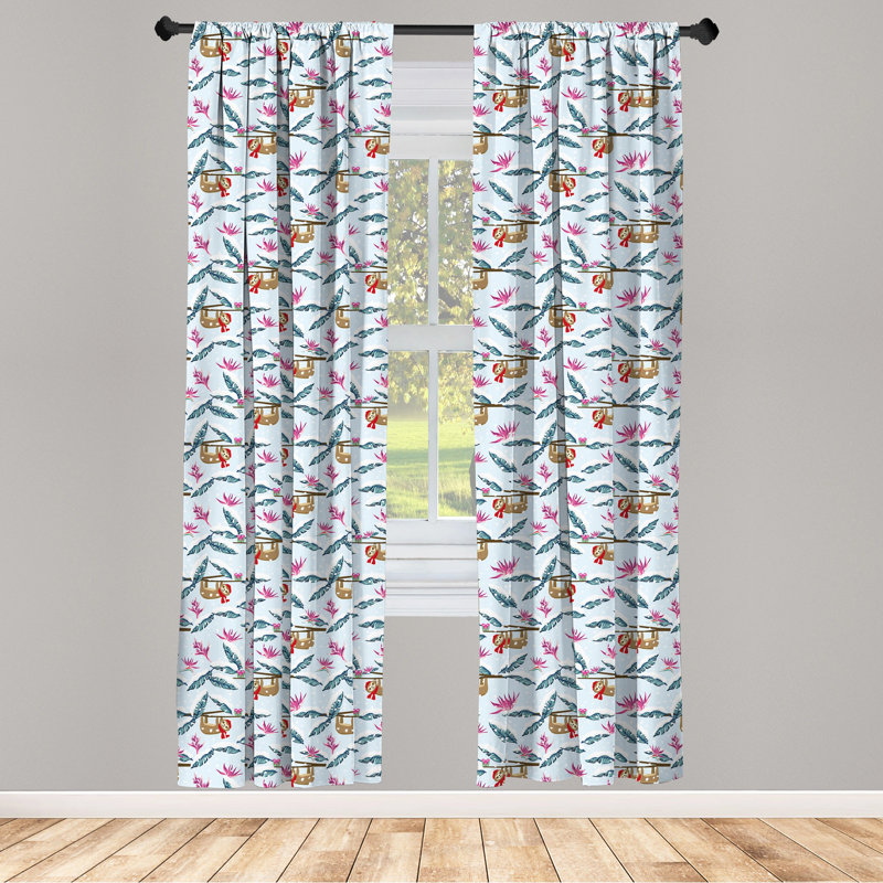 Funny Sloth Semi-Sheer Rod Pocket Sliding Panel, 28" x 63"