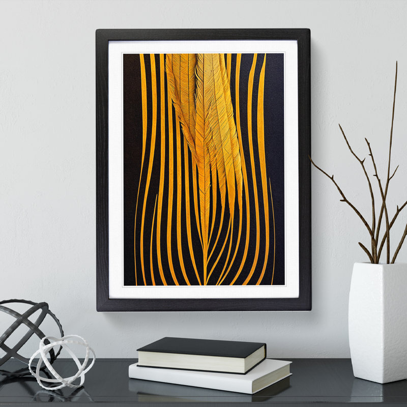 XV1022-5355X Wondrous Feather - Single Picture Frame Print, 34cm H x 25cm W, Black Framed