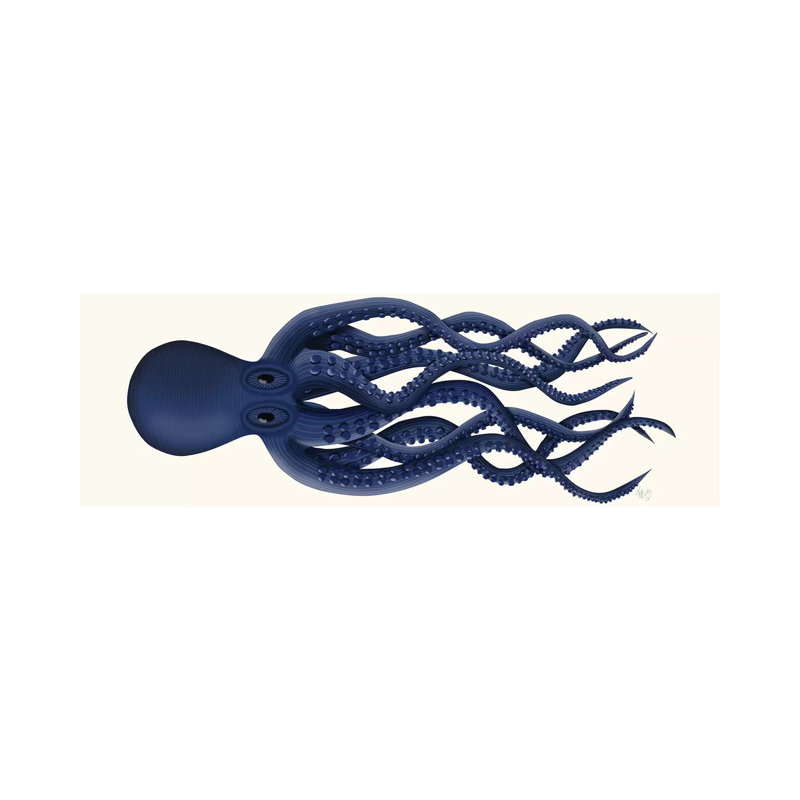 Giant Octopus Blue Panoramic by Fab Funky - Wrapped Canvas Panoramic Gallery-Wrapped Canvas Giclée