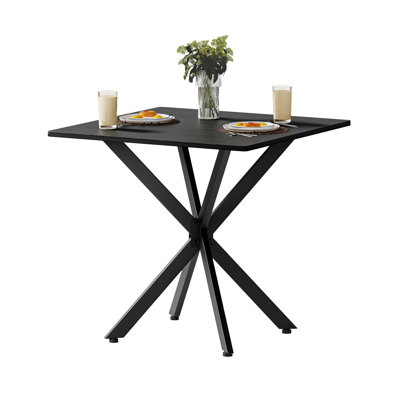 Industrial Square Side Table with X-Frame Stability