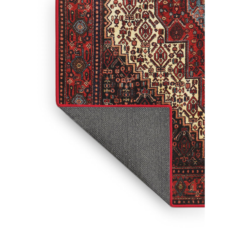 Tapis traditionnel brun / noir / rouge, Rectangle 2 pi x 5 pi