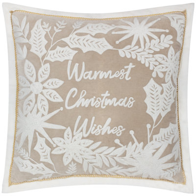 Winter Warmest Wishes Cushion Cover Abstract Brown Square Throw Pillow Cover