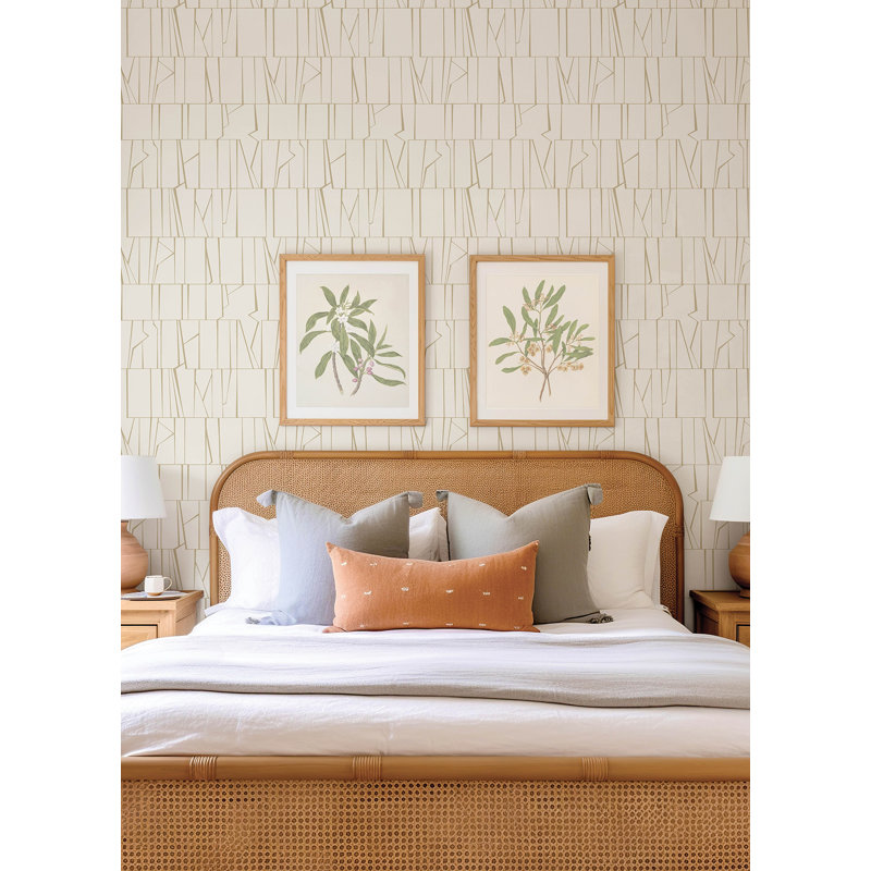 Huntington Indigo Geometric Stripe Wallpaper, White