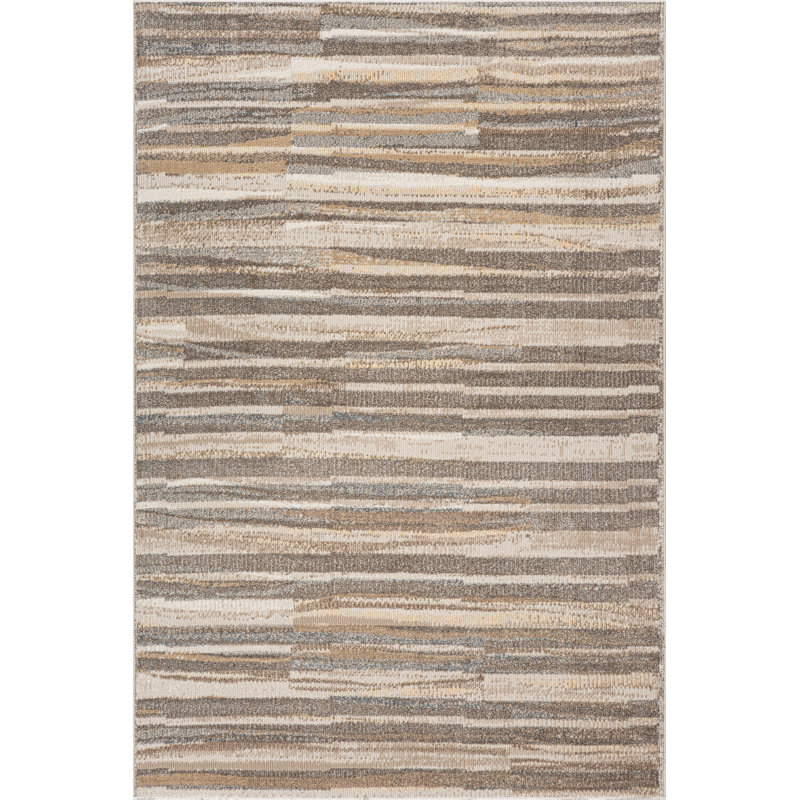  Clarimond Rustic Striped Washable Area Rug, Rectangle 9' x 12'