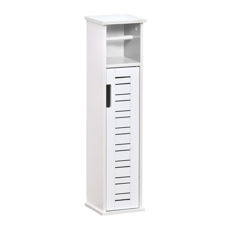 White MDF Slim Bathroom Toilet Paper Holder Cabinet