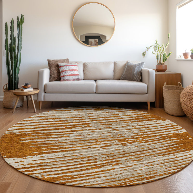 Tapis paprika de qualité supérieure lavable à la machine Prisco, Rond 8 pi