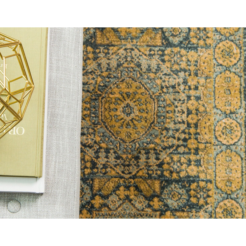 Tapis à motif oriental jaune Palazzo, Rectangle 2 pi x 3 pi