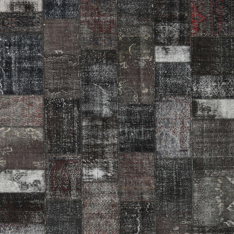 Tapis contemporain gris anthracite / gris, Carré 3 pi