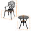 Ensemble bistro en fonte d'aluminium 3 pièces avec trou pour parasol Aleah