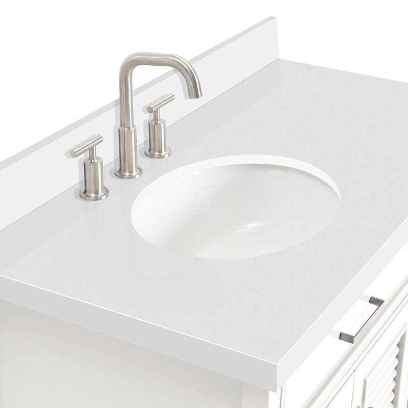 Kensington 43'' W Single Vanity, White, 36.25", White Carrara Quartz
