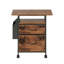 Classeur à 2 tiroirs, support d'imprimante à roulettes, table de chevet mobile avec plateau extensible, compatible avec les dossiers format lettre, idéal pour le bureau à domicile, la chambre et le salon, lot de 1 (brun rustique)